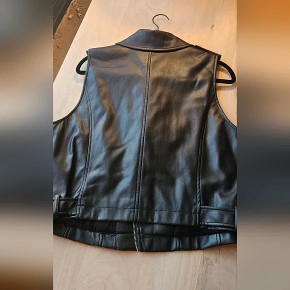 Anthropologie Black Leather Vest - Picture 2 of 6